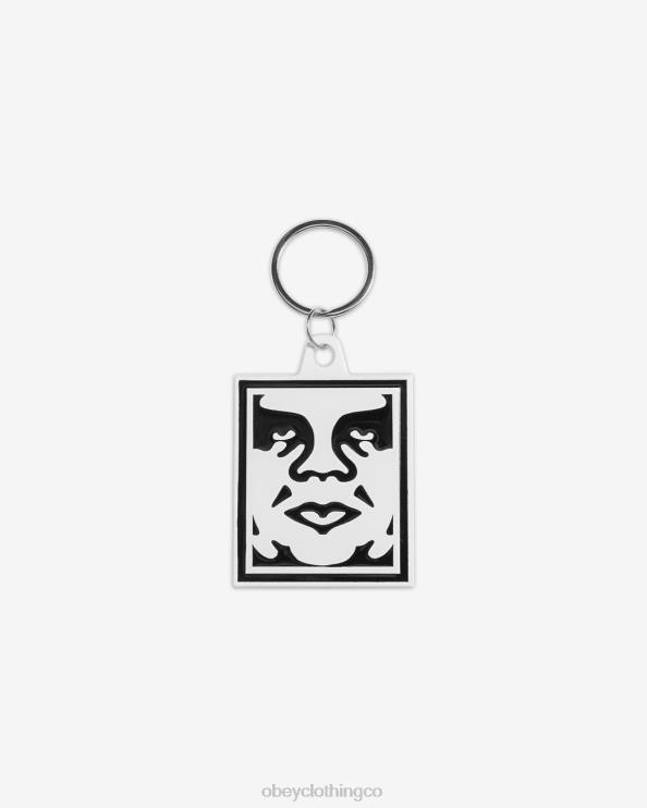 accesorios blanco 8RB6X493 OBEY hombres llavero metálico icono