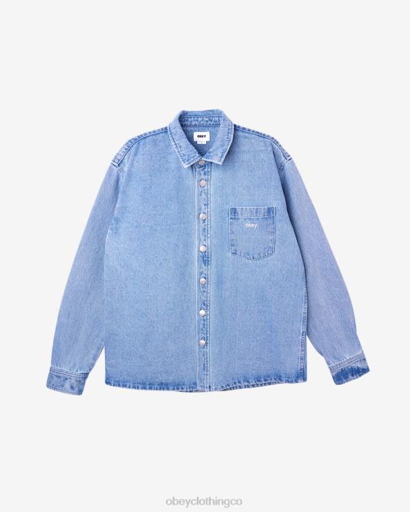 ropa índigo claro 8RB6X132 OBEY hombres camisa magnolia