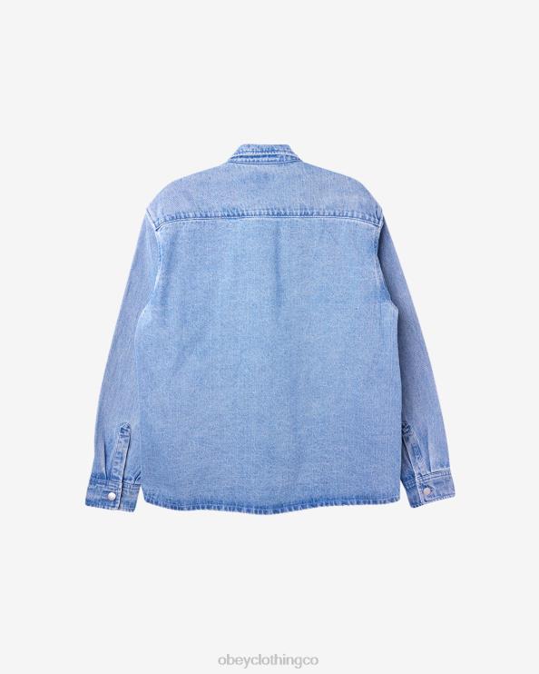 ropa índigo claro 8RB6X132 OBEY hombres camisa magnolia