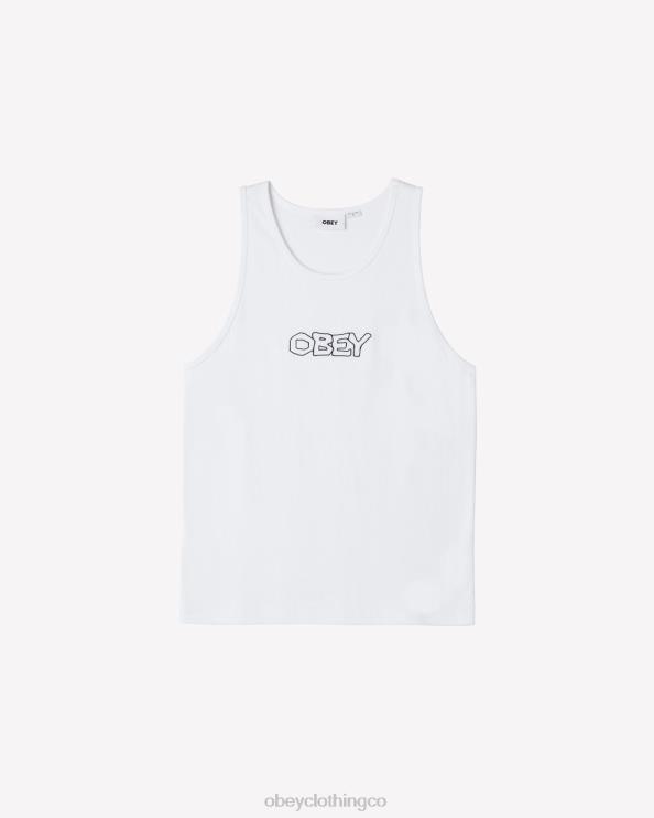 ropa blanco 8RB6X124 OBEY hombres tanque de costillas traza