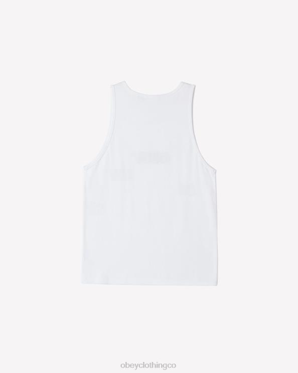 ropa blanco 8RB6X124 OBEY hombres tanque de costillas traza