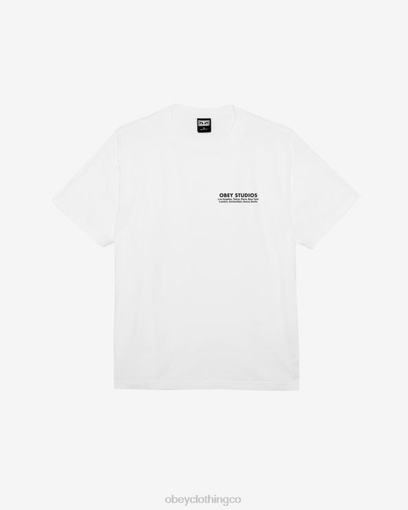 ropa blanco 8RB6X389 OBEY hombres camiseta pesada Studios Eye
