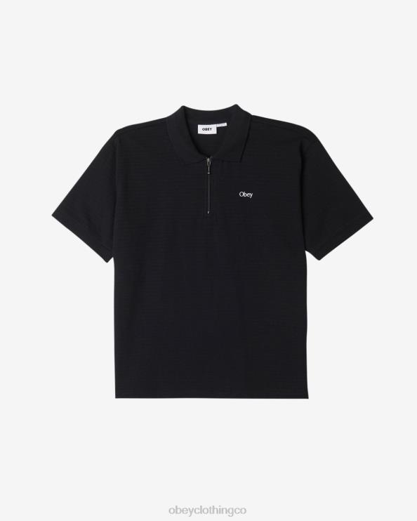 ropa negro 8RB6X115 OBEY hombres polo con cremallera de escape