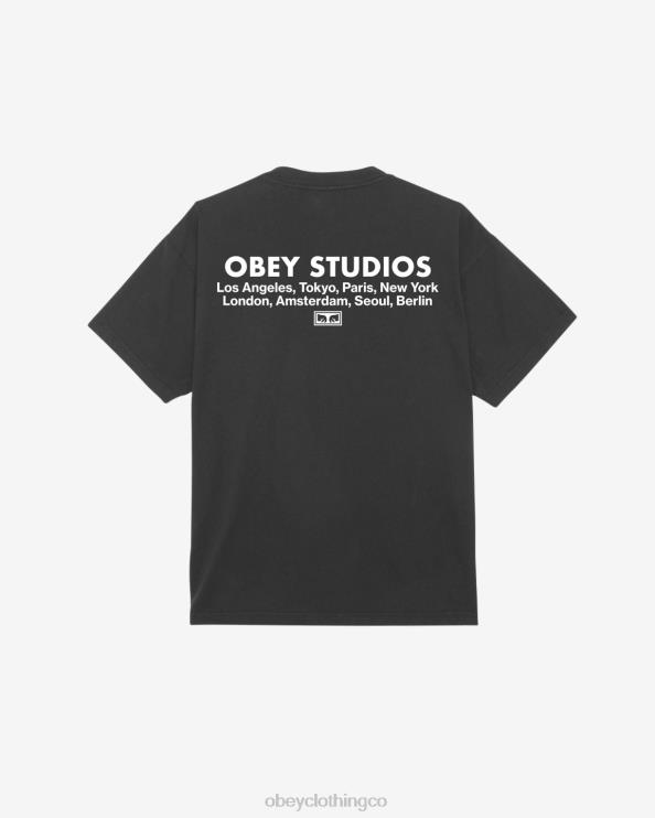ropa negro azabache 8RB6X387 OBEY hombres camiseta pesada Studios Eye