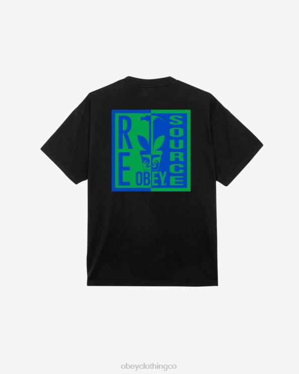 ropa negro azabache 8RB6X399 OBEY hombres camiseta pesada de fuente