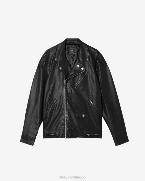 ropa negro 8RB6X258 OBEY hombres chaqueta de cuero bastardos