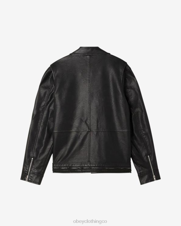 ropa negro 8RB6X258 OBEY hombres chaqueta de cuero bastardos