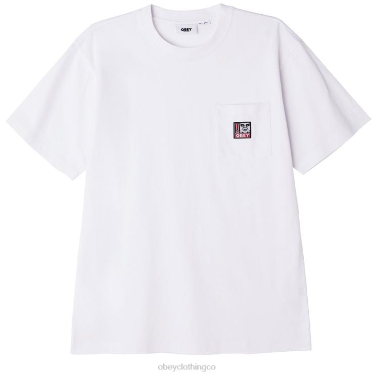 ropa blanco 8RB6X802 OBEY hombres camiseta con bolsillo de puntos
