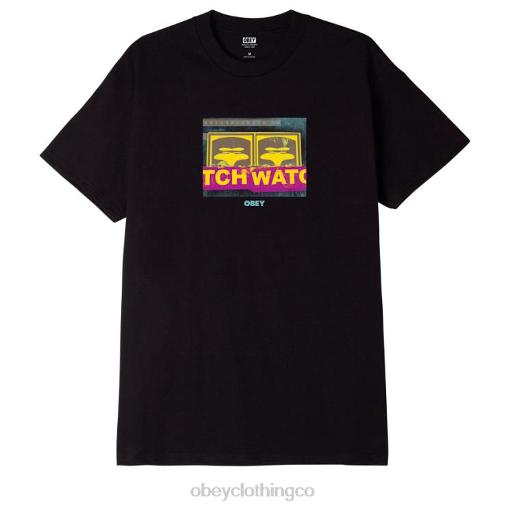 ropa negro 8RB6X902 OBEY hombres camiseta clasica de vigilancia vecinal