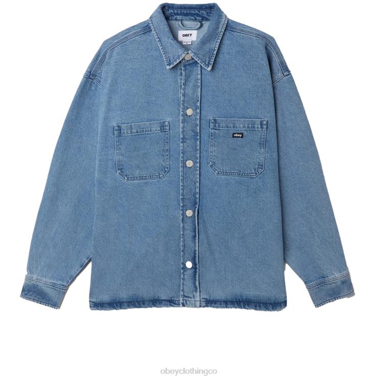 ropa índigo claro 8RB6X754 OBEY hombres chaqueta estilo camisa milton