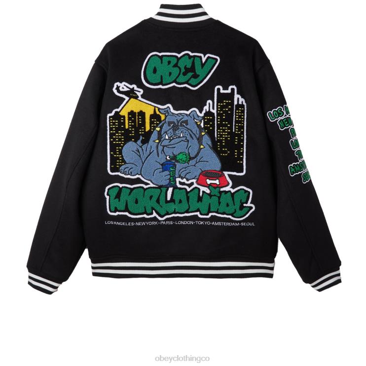 ropa negro 8RB6X811 OBEY hombres chaqueta universitaria roll call
