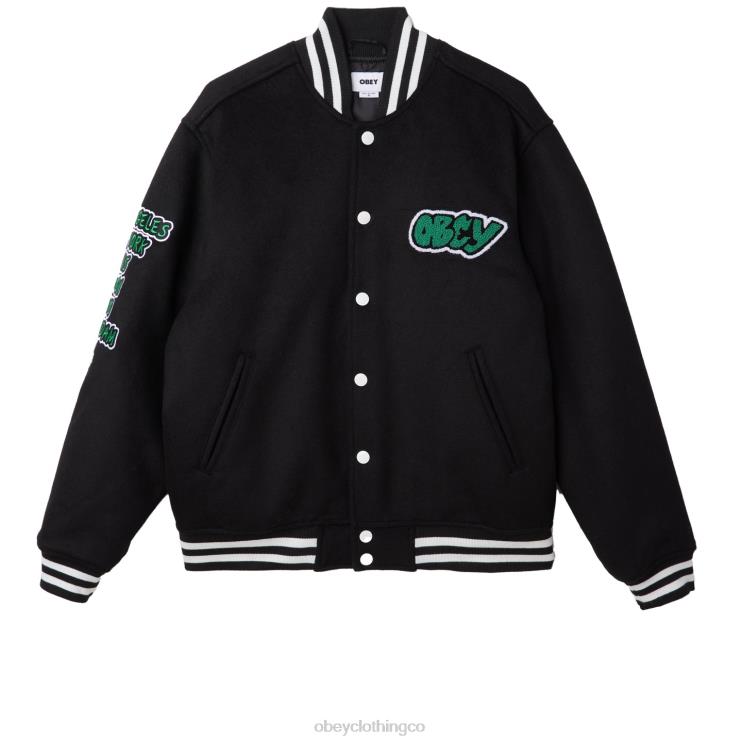 ropa negro 8RB6X811 OBEY hombres chaqueta universitaria roll call