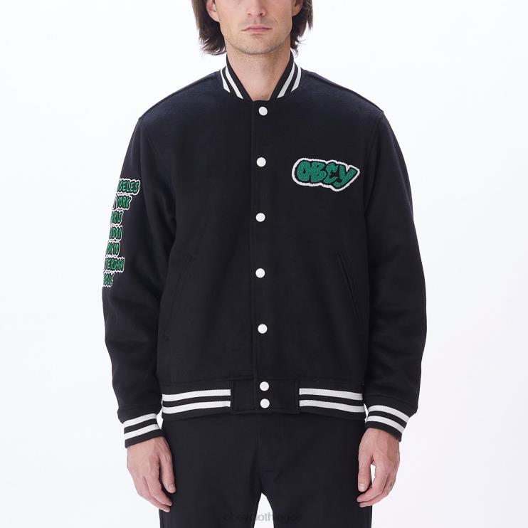 ropa negro 8RB6X811 OBEY hombres chaqueta universitaria roll call