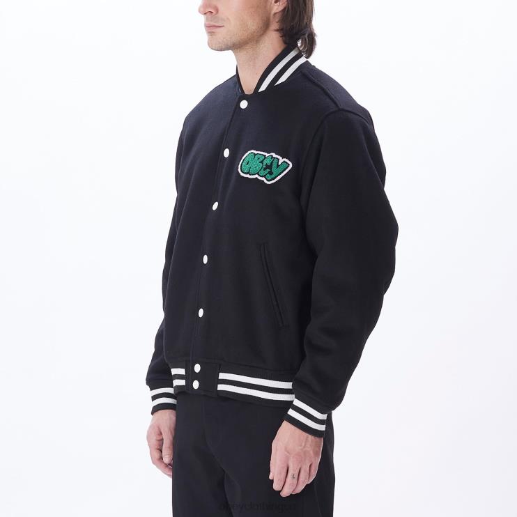 ropa negro 8RB6X811 OBEY hombres chaqueta universitaria roll call