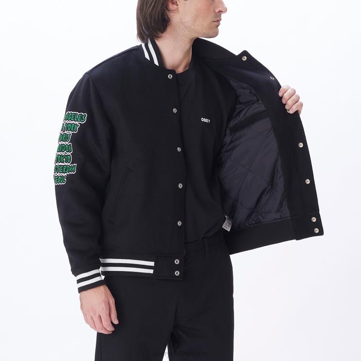 ropa negro 8RB6X811 OBEY hombres chaqueta universitaria roll call