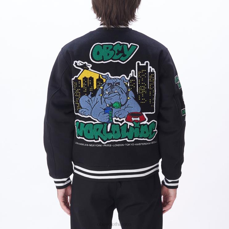 ropa negro 8RB6X811 OBEY hombres chaqueta universitaria roll call