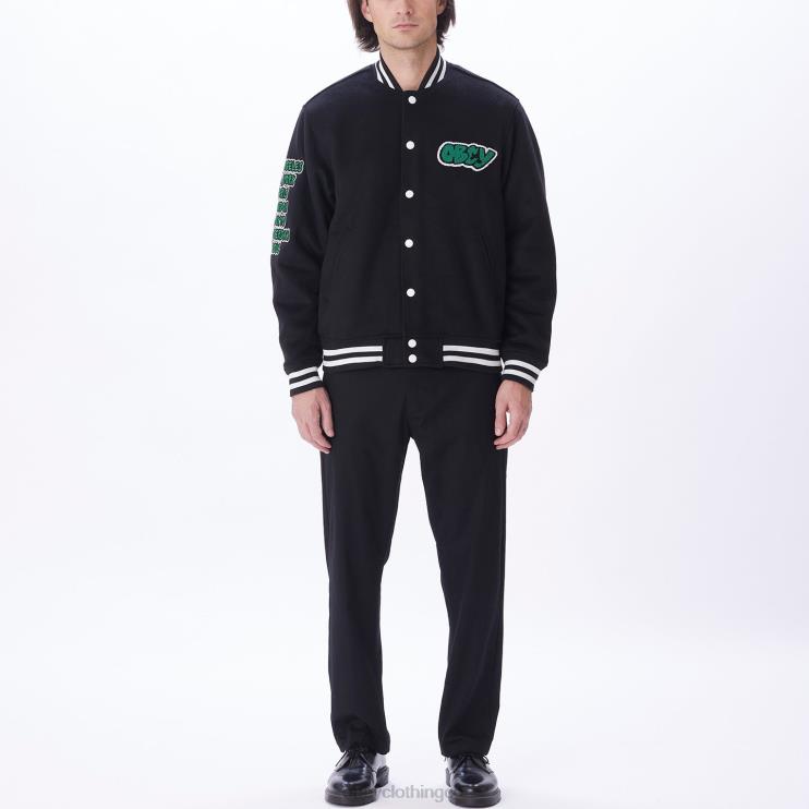 ropa negro 8RB6X811 OBEY hombres chaqueta universitaria roll call