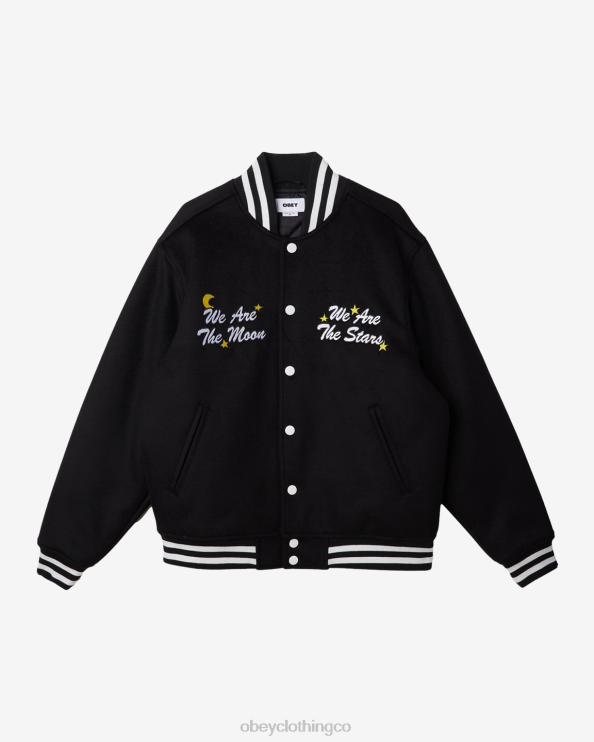 ropa negro 8RB6X813 OBEY hombres chaqueta universitaria mago