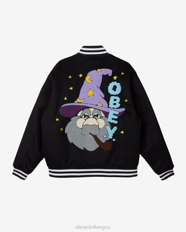 ropa negro 8RB6X813 OBEY hombres chaqueta universitaria mago