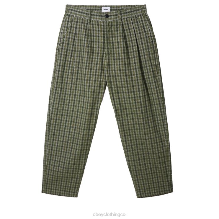 ropa kombu verde multi 8RB6X933 OBEY hombres pantalón de pana a cuadros plisados ​​fubar - Haga un click en la imagen para cerrar