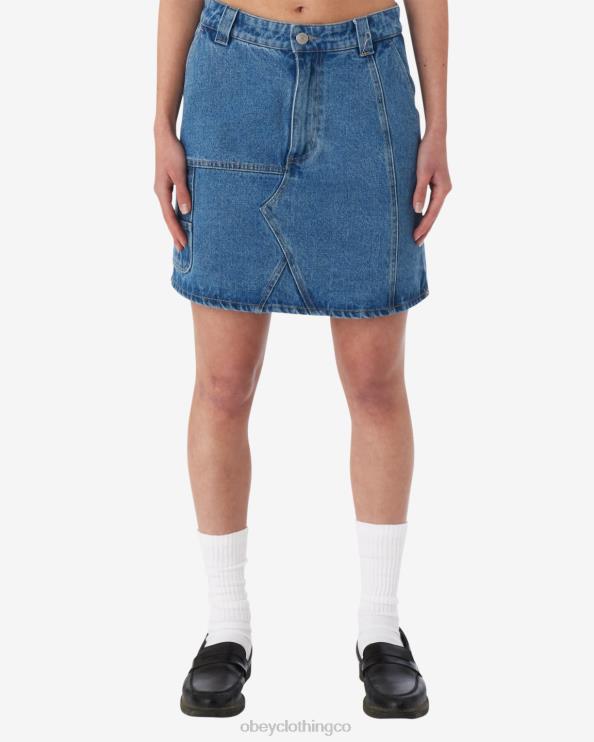 ropa índigo claro 8RB6X530 OBEY mujer falda de carpintero reconstruida