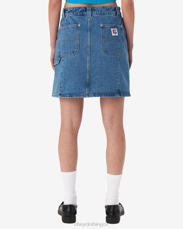 ropa índigo claro 8RB6X530 OBEY mujer falda de carpintero reconstruida