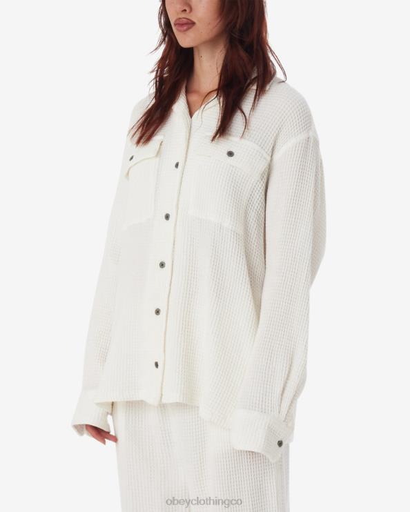 ropa blanco apagado 8RB6X554 OBEY mujer camisa camille waffle