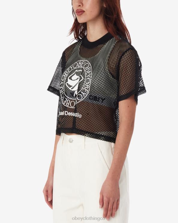 ropa negro 8RB6X569 OBEY mujer top de malla rosa