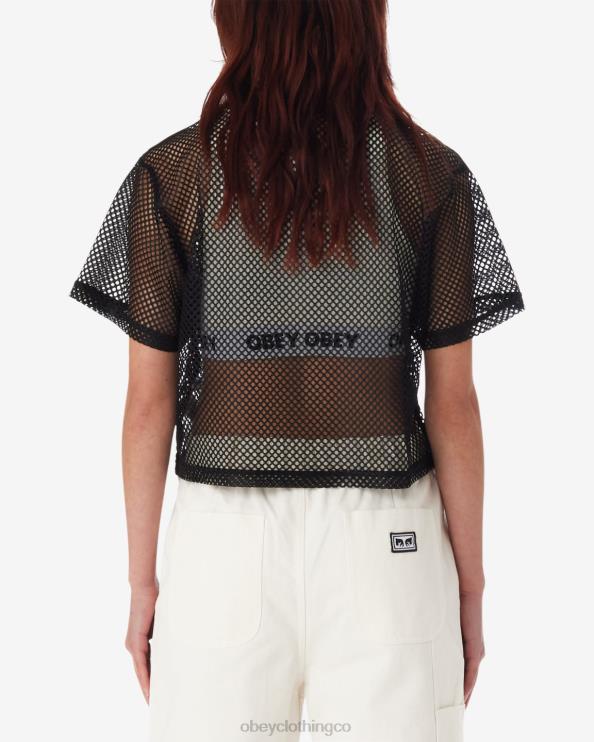 ropa negro 8RB6X569 OBEY mujer top de malla rosa